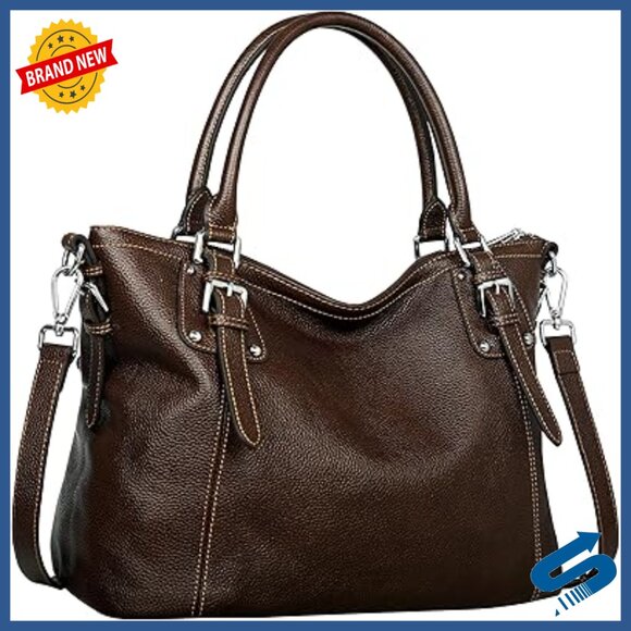 Genuine Leather Tote Shoulder Bag with Adjustable Strap Multi-Wear